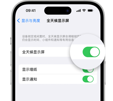 滨州苹果15预约维修分享iPhone15如何设置全天候显示屏幕可见 