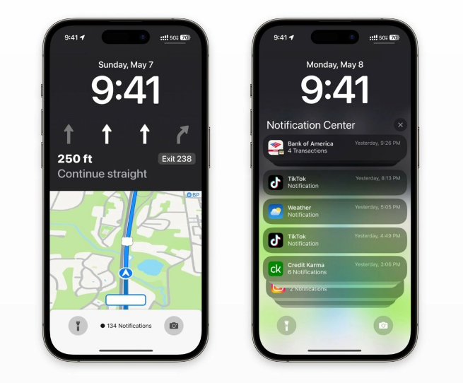 滨州苹果维修服务分享iOS17锁屏地图导航半屏显示长什么样 
